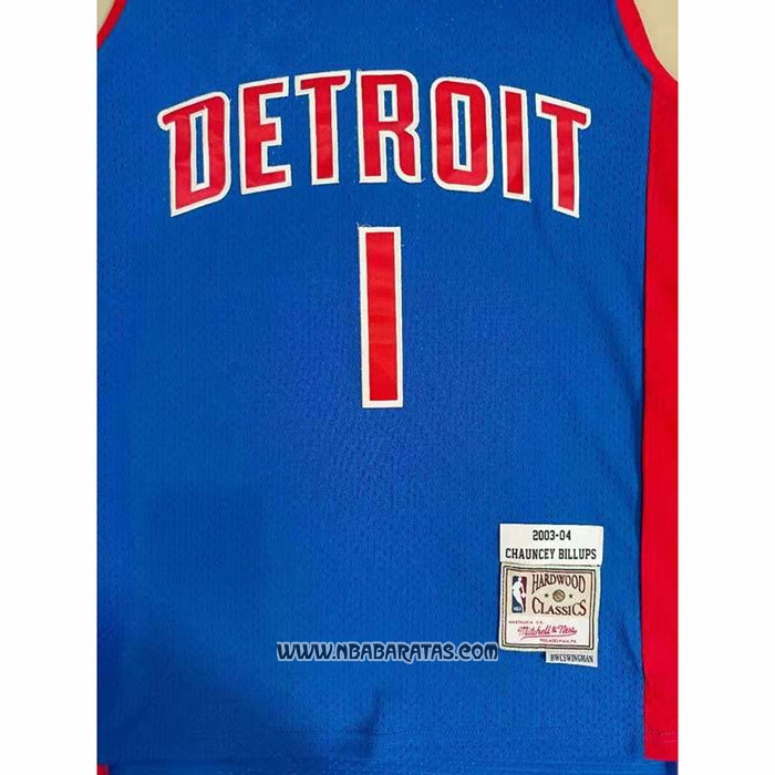 Camiseta Detroit Pistons Chauncey Billups #1 Mitchell & Ness 2003-04 Azul